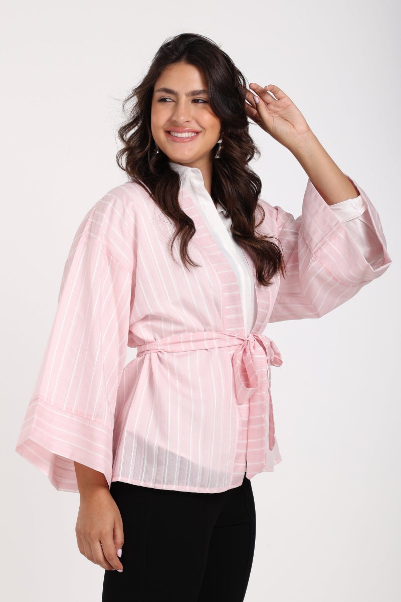 Clue Open-Front Striped Kimono - Image 2